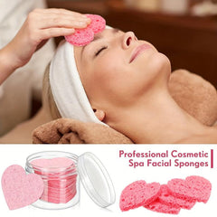 20 Pcs Heart Shape Facial Sponges with Container