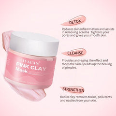 LIYALAN Pink Clay Face Mud Mask for Blackheads Pore Shrinking 120g