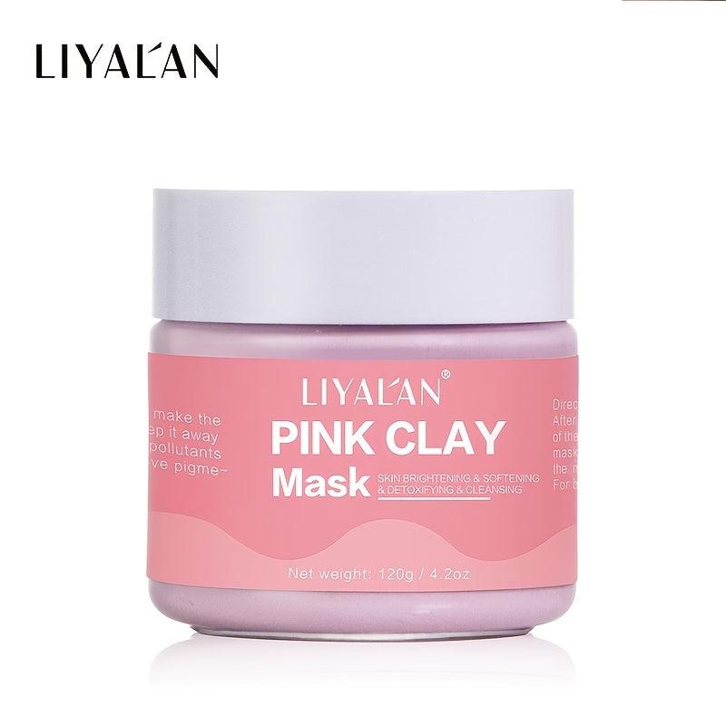 LIYALAN Pink Clay Face Mud Mask for Blackheads Pore Shrinking 120g