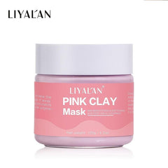 LIYALAN Pink Clay Face Mud Mask for Blackheads Pore Shrinking 120g