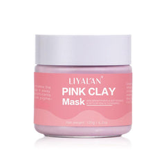 LIYALAN Pink Clay Face Mud Mask for Blackheads Pore Shrinking 120g