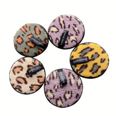 1pc Reusable Leopard Print Women's Makeup Remover Pad Coral Velvet Disc