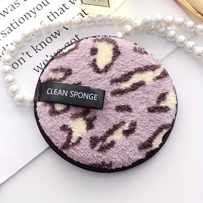 1pc Reusable Leopard Print Women's Makeup Remover Pad Coral Velvet Disc