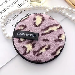 1pc Reusable Leopard Print Women's Makeup Remover Pad Coral Velvet Disc