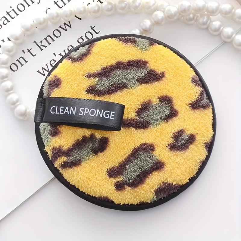 1pc Reusable Leopard Print Women's Makeup Remover Pad Coral Velvet Disc