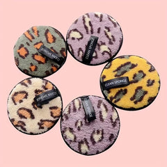 1pc Reusable Leopard Print Women's Makeup Remover Pad Coral Velvet Disc