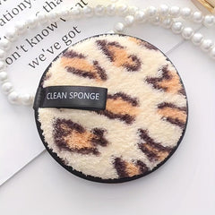 1pc Reusable Leopard Print Women's Makeup Remover Pad Coral Velvet Disc