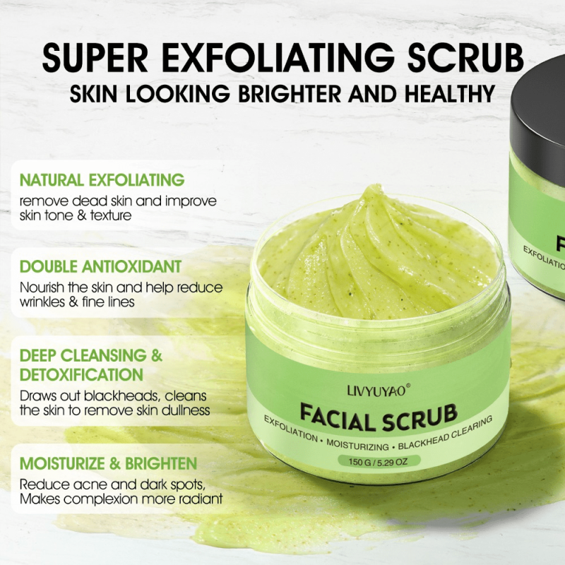 Organic Avocado & Green Tea Face Scrub With Brush