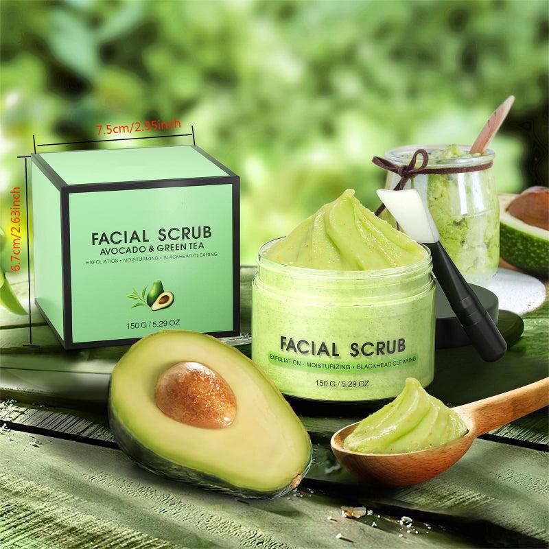 Organic Avocado & Green Tea Face Scrub With Brush