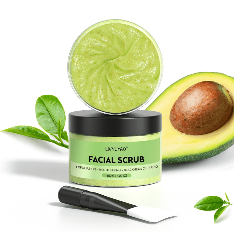 Organic Avocado & Green Tea Face Scrub With Brush