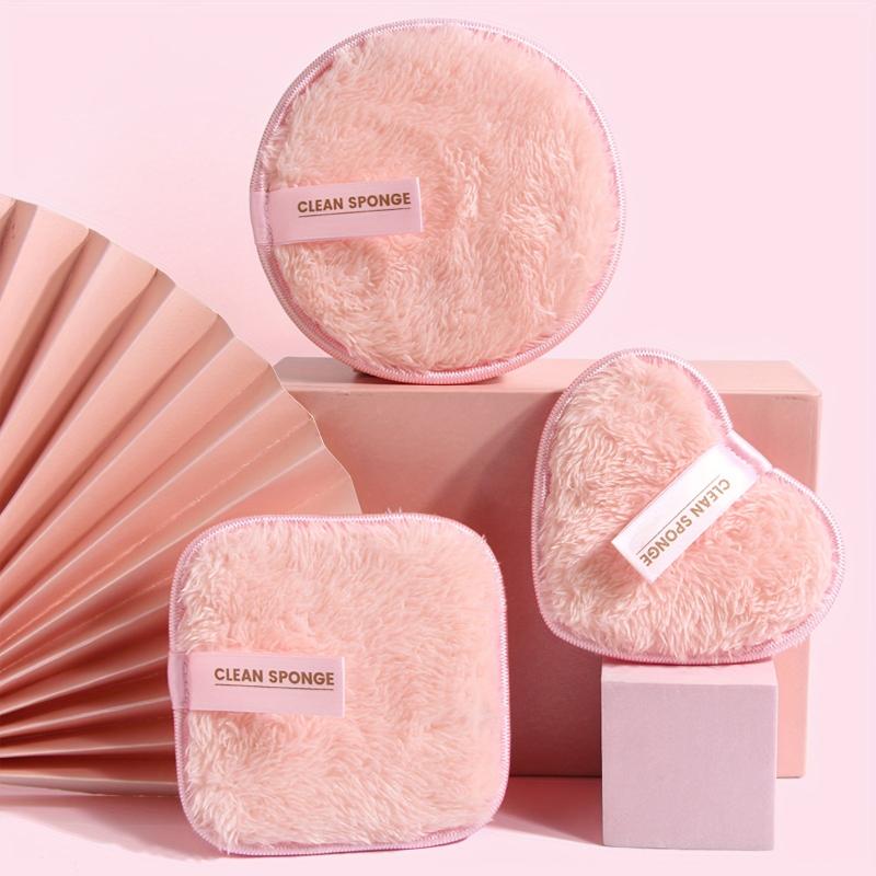 3 Pcs Natural Facial Powder Puffs Reusable Makeup Remover Pads