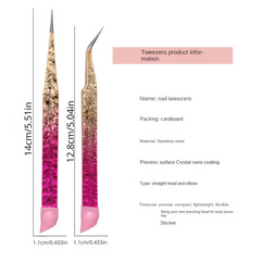 Precision Tweezers for Eyelash Extension Nail Sticker Rhinestones Gems