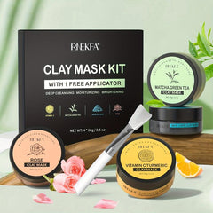 Clay Mask Set Turmeric Vitamin C Green Tea Dead Sea Mud Rose Skin Care Face Mask