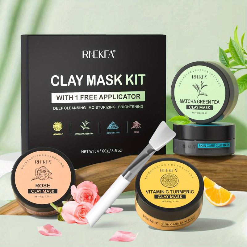 Clay Mask Set Turmeric Vitamin C Green Tea Dead Sea Mud Rose Skin Care Face Mask