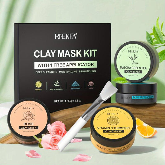 Clay Mask Set Turmeric Vitamin C Green Tea Dead Sea Mud Rose Skin Care Face Mask