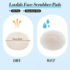 Natural Loofah Sponge Exfoliating Face Pads - Pack of 40