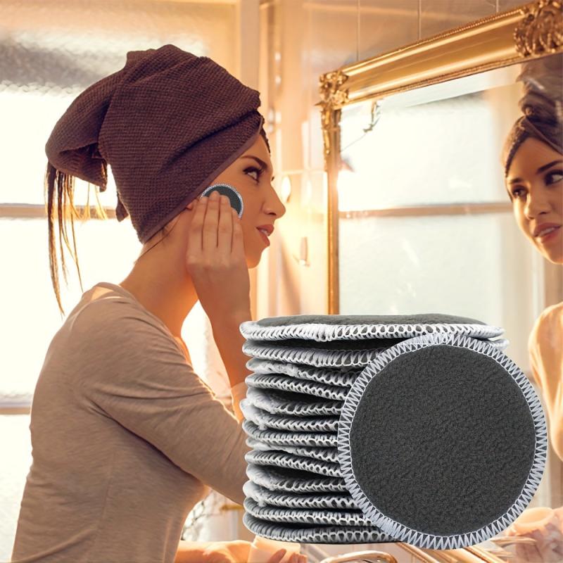 Reusable Makeup Removal Pads Soft Gray Charcoal Bamboo Makeup Remover Pads