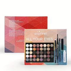 Complete Eye Makeup Set: Palette, Mascara, Brush, Liner, Brow Pen
