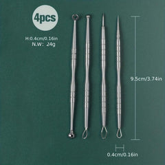 4PCS Stainless Steel Blackhead Remover Tool Acne Needle Set