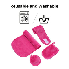 4 Pcs Reusable Microfiber Makeup Remover Towels, Remove Mascara & More