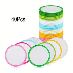 40pcs Round Microfiber Makeup Remover Pads-Soft & Reusable Facial Cleansing Puff
