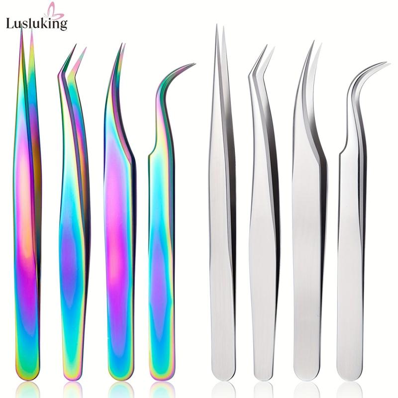 4pcs Stainless Steel Eyelash Extension Tweezers Set