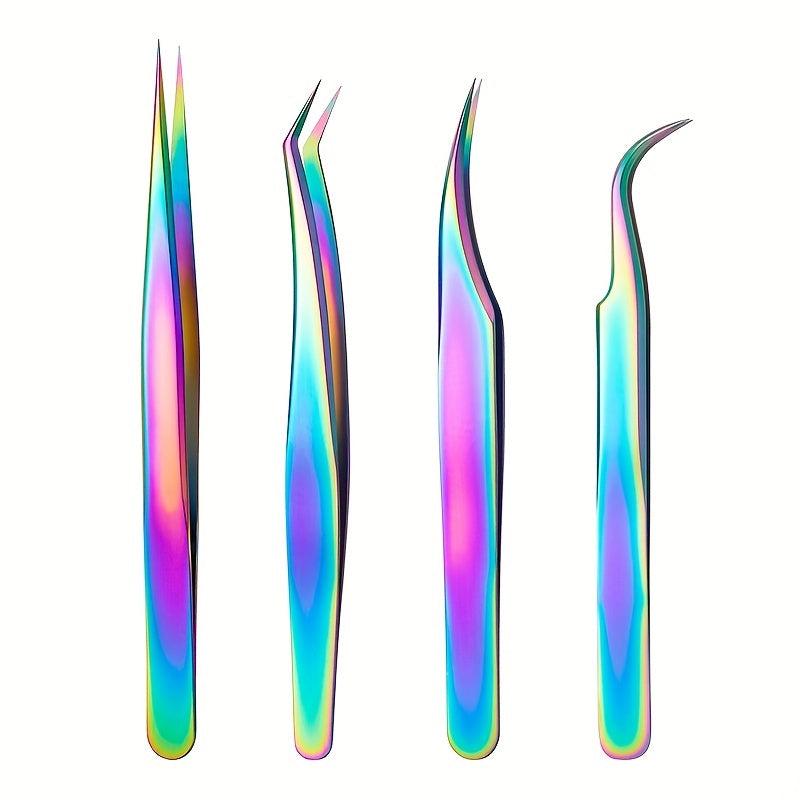 4pcs Stainless Steel Eyelash Extension Tweezers Set