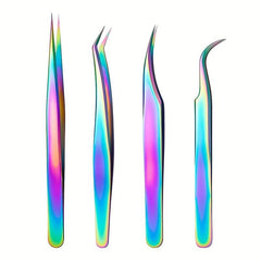 4pcs Stainless Steel Eyelash Extension Tweezers Set