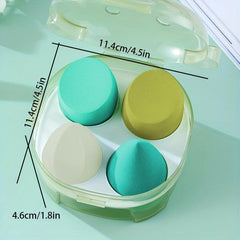 4 Pcs Soft Makeup Sponges With Storage Box Wet And Dry Non Latex Beauty Egg
