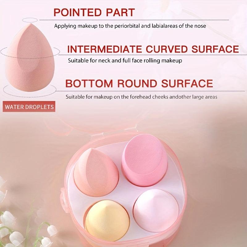 4 Pcs Soft Makeup Sponges With Storage Box Wet And Dry Non Latex Beauty Egg