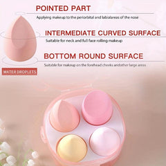 4 Pcs Soft Makeup Sponges With Storage Box Wet And Dry Non Latex Beauty Egg