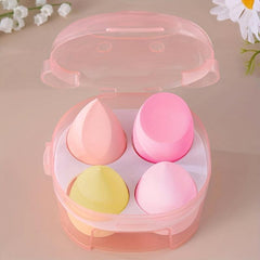 4 Pcs Soft Makeup Sponges With Storage Box Wet And Dry Non Latex Beauty Egg