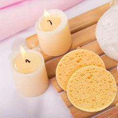 50 Wood Pulp Cotton Sponge Facial Cleaning Puff Bath Brush