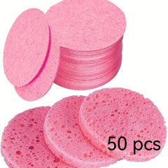 50 Wood Pulp Cotton Sponge Facial Cleaning Puff Bath Brush