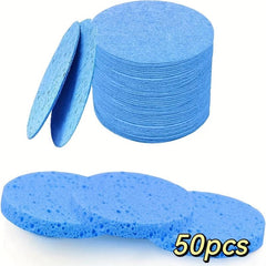 50 Wood Pulp Cotton Sponge Facial Cleaning Puff Bath Brush