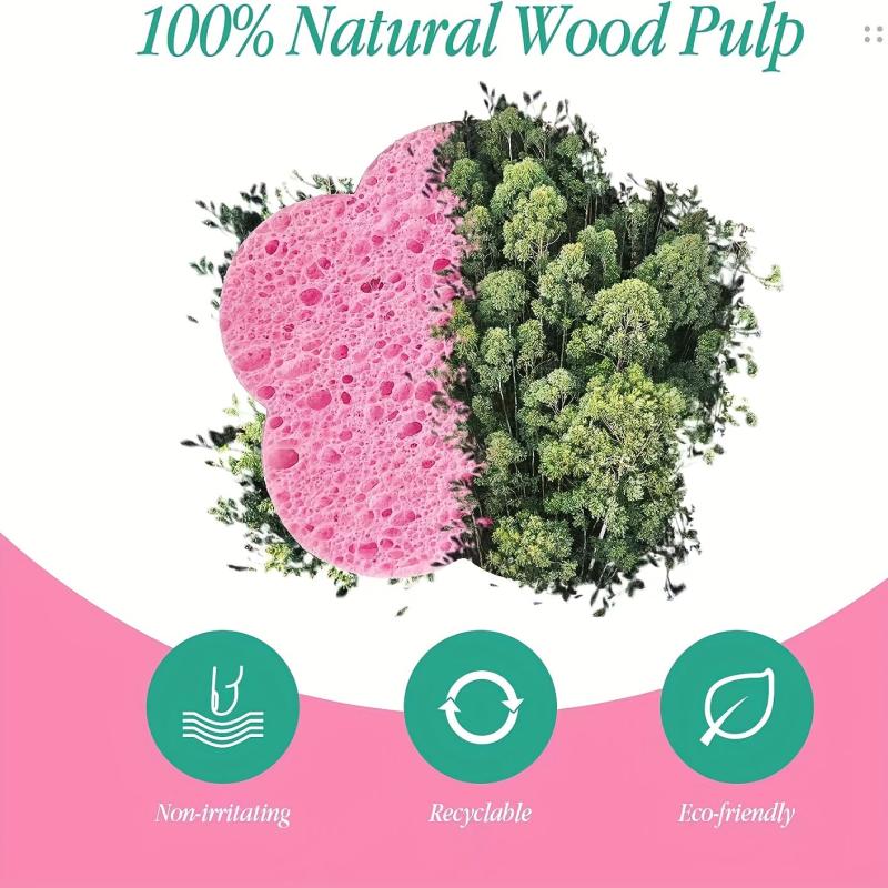 Flower Shape Compressed Facial Sponges Natural Cleansing Pads Exfoliating