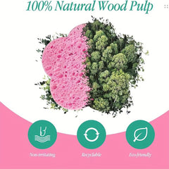 Flower Shape Compressed Facial Sponges Natural Cleansing Pads Exfoliating
