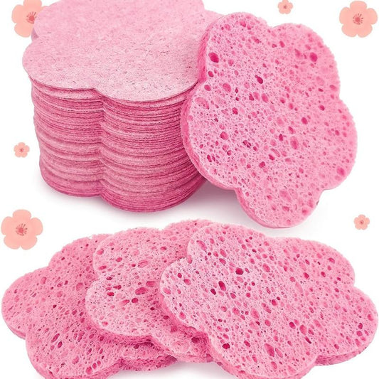 Flower Shape Compressed Facial Sponges Natural Cleansing Pads Exfoliating