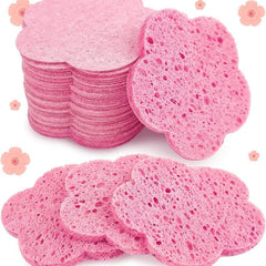 Flower Shape Compressed Facial Sponges Natural Cleansing Pads Exfoliating