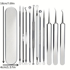 11Pcs Ingrown Hair Tweezers Acne Blackhead Removal Needles Pore Cleaner