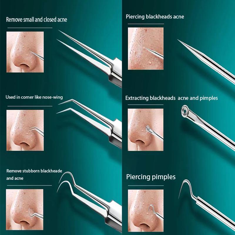 11Pcs Ingrown Hair Tweezers Acne Blackhead Removal Needles Pore Cleaner