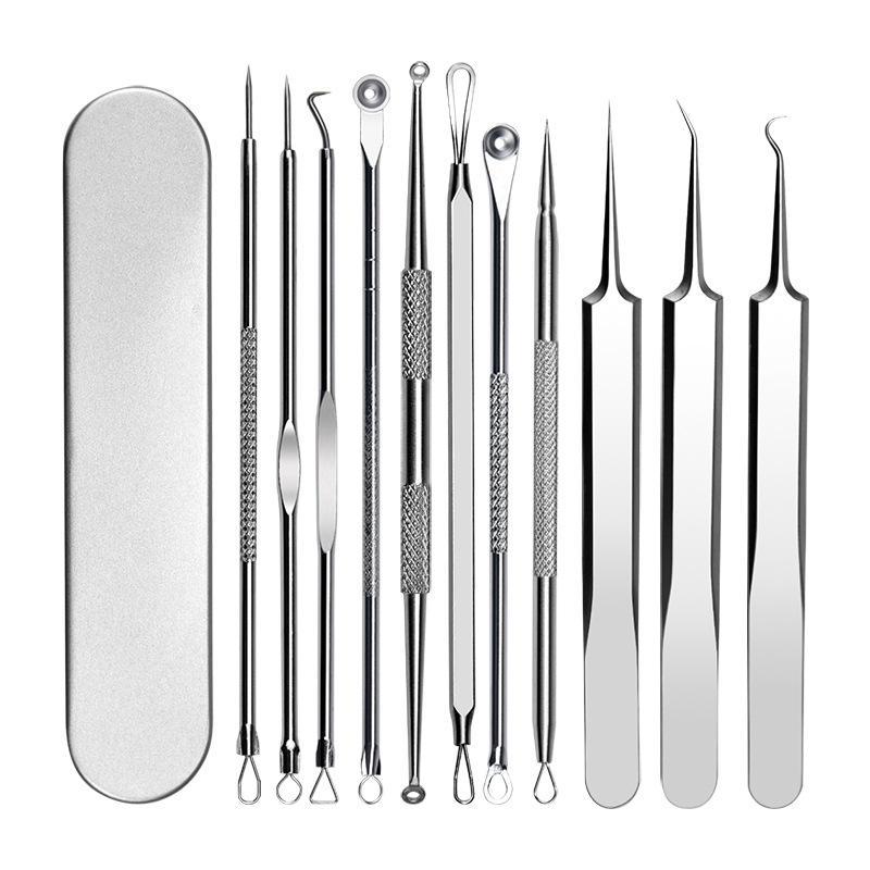 11Pcs Ingrown Hair Tweezers Acne Blackhead Removal Needles Pore Cleaner