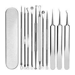 11Pcs Ingrown Hair Tweezers Acne Blackhead Removal Needles Pore Cleaner