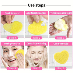 10pcs Dual Sided Cleansing Sponge Quick Foaming Non Irritating Perfect Face Wash