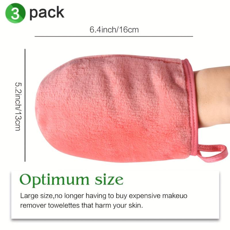 Flannel Makeup Remover Gloves Set - 3 Pack