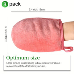 Flannel Makeup Remover Gloves Set - 3 Pack