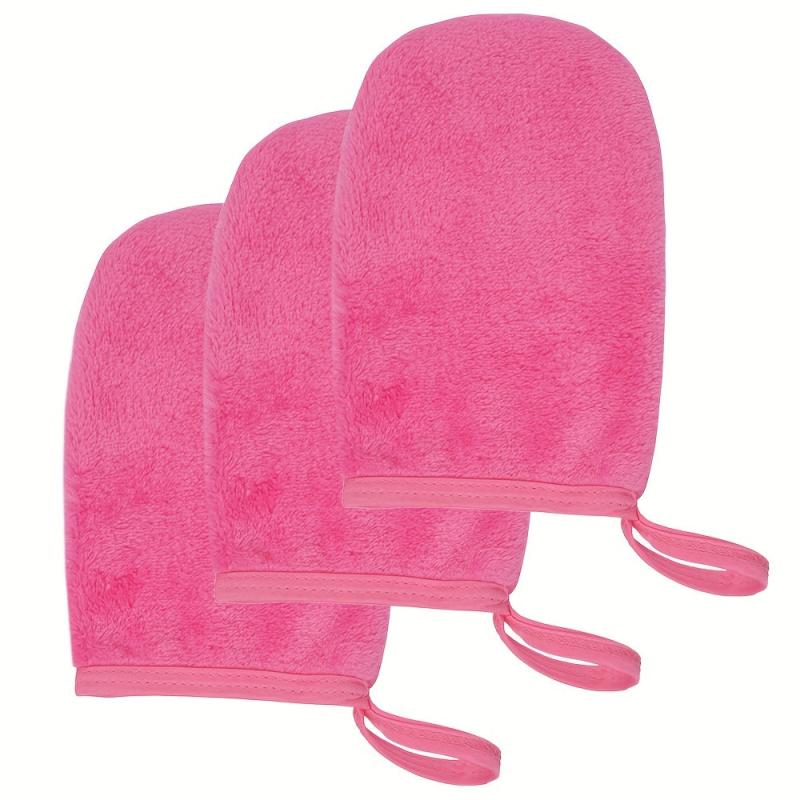 Flannel Makeup Remover Gloves Set - 3 Pack