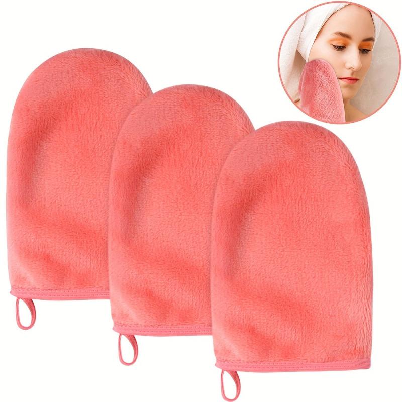 Flannel Makeup Remover Gloves Set - 3 Pack