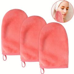 Flannel Makeup Remover Gloves Set - 3 Pack