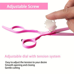 Pink Hair Cutting Shears with Comb and Clips - Thinning, Texturing, Barbering
